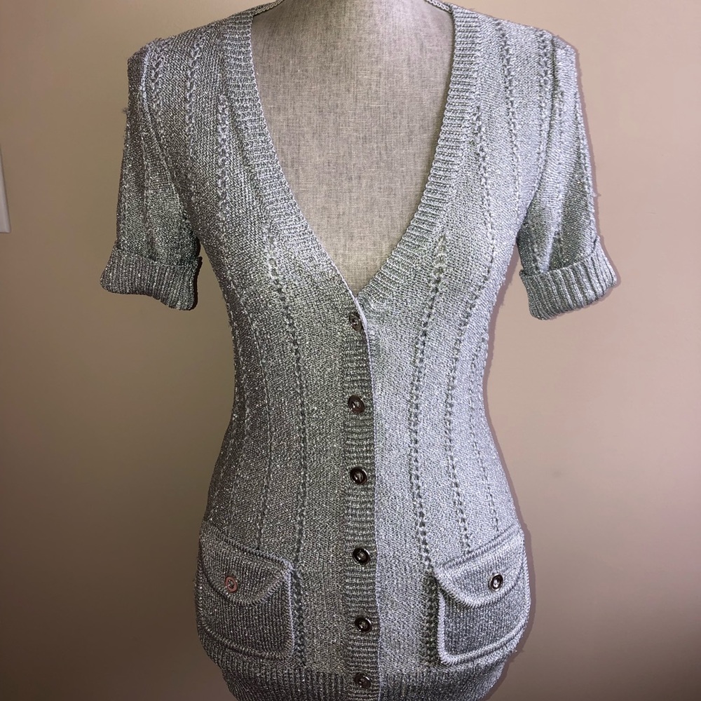 Silver Short Sleeve Cardigan